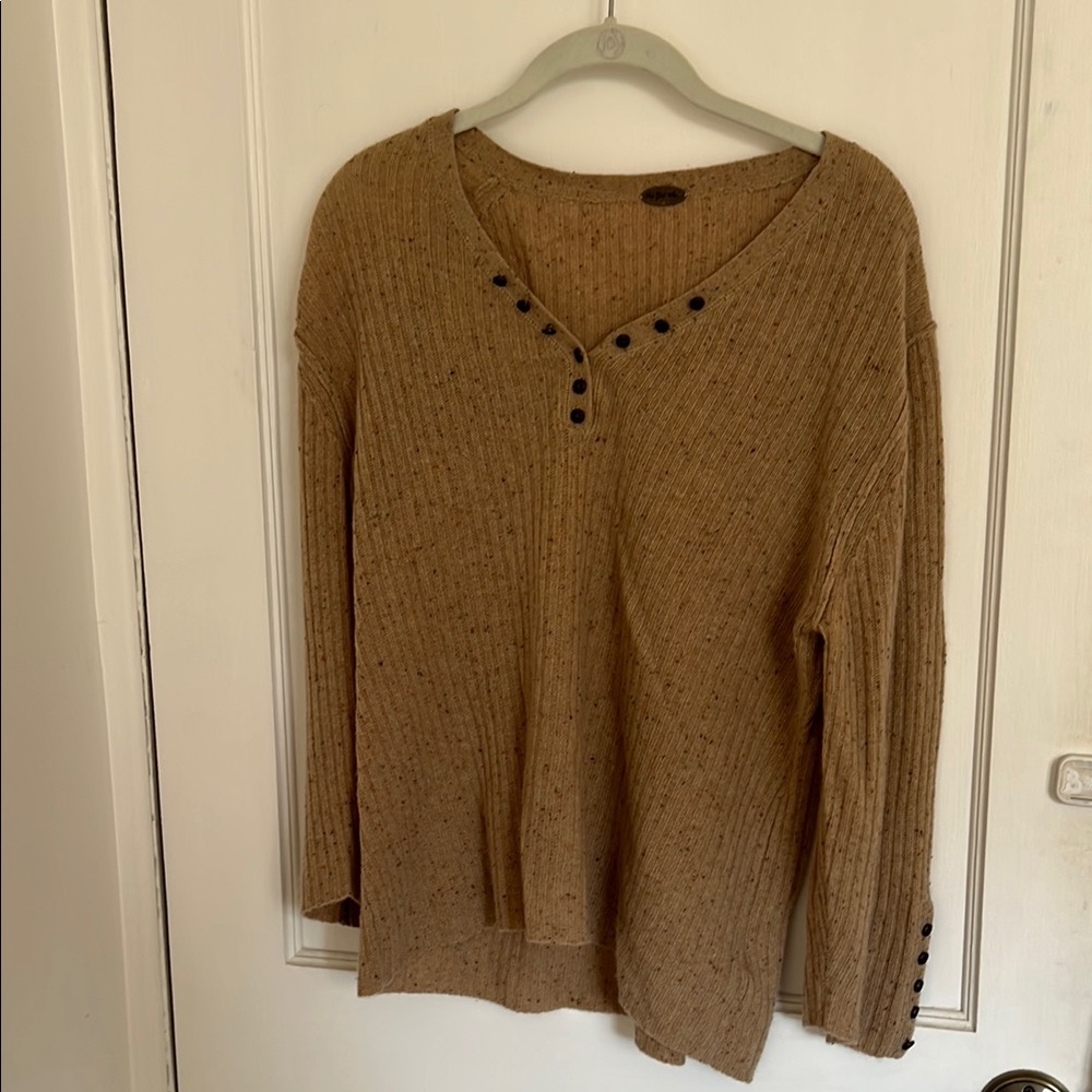 One Girl Who Speckled Tan Knit Sweater